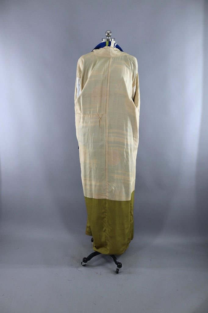 Vintage Silk Kimono Robe / Blue Jingle Bells - ThisBlueBird