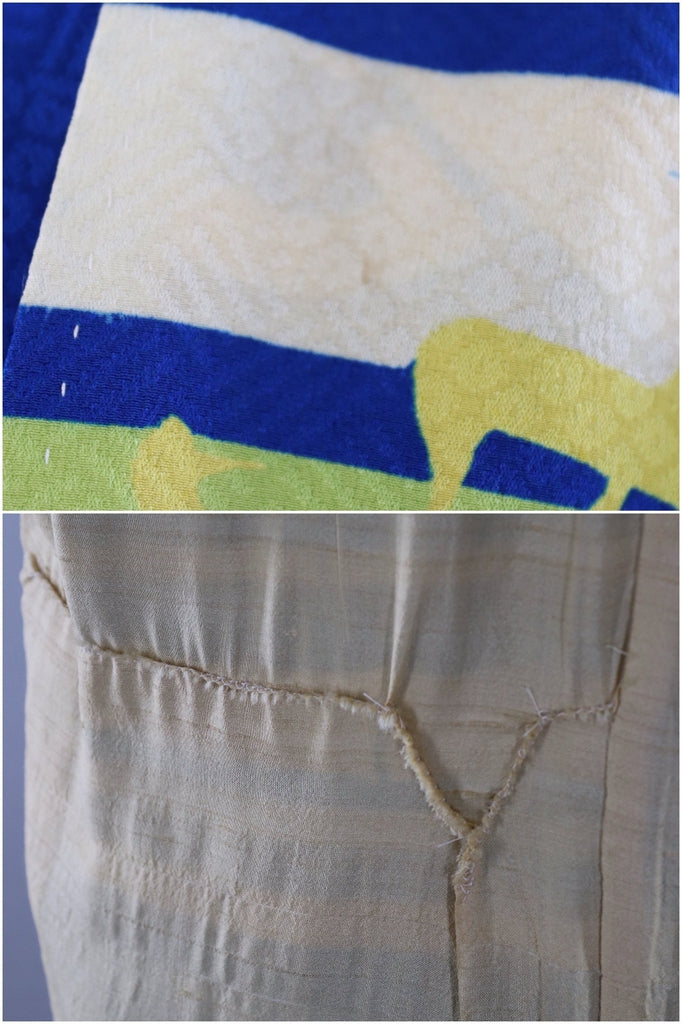 Vintage Silk Kimono Robe / Blue Jingle Bells - ThisBlueBird