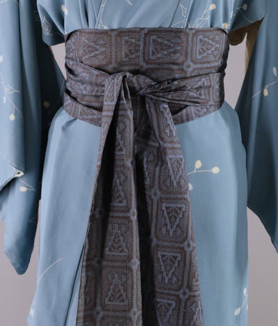 Vintage Silk Kimono Robe / Blue & White Floral Print - ThisBlueBird