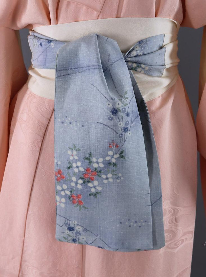 Vintage Silk Kimono Robe / Blush Pink Waves - ThisBlueBird