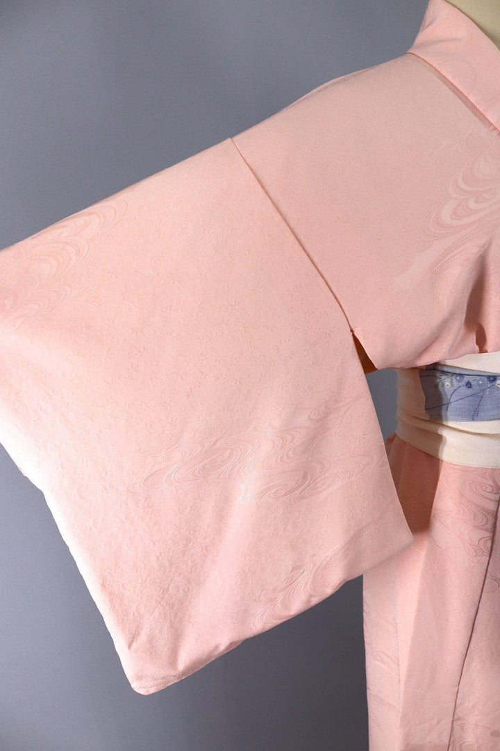 Vintage Silk Kimono Robe / Blush Pink Waves - ThisBlueBird