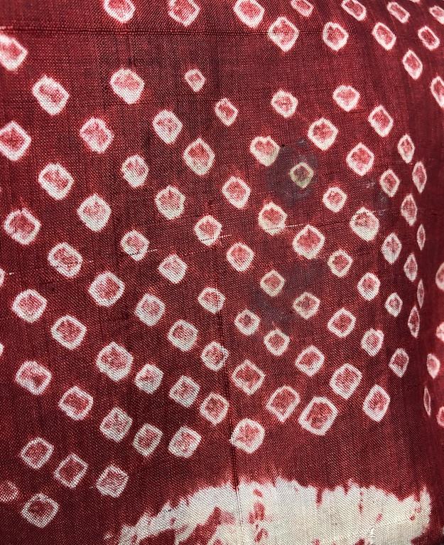 Vintage Silk Kimono Robe / Brick Red Maroon Shibori - ThisBlueBird