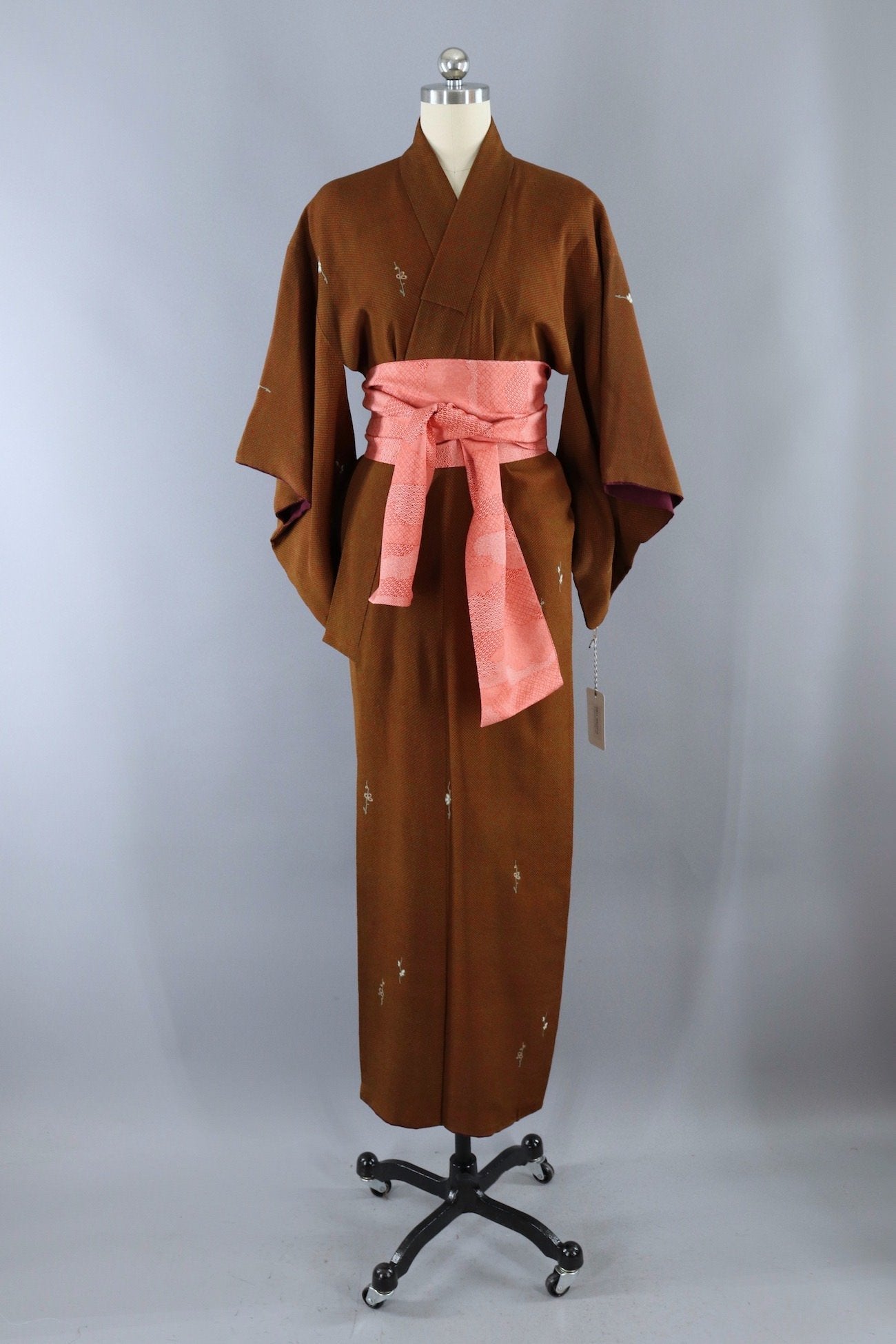 Vintage Silk Kimono Robe / Brown with Tiny Dots – ThisBlueBird