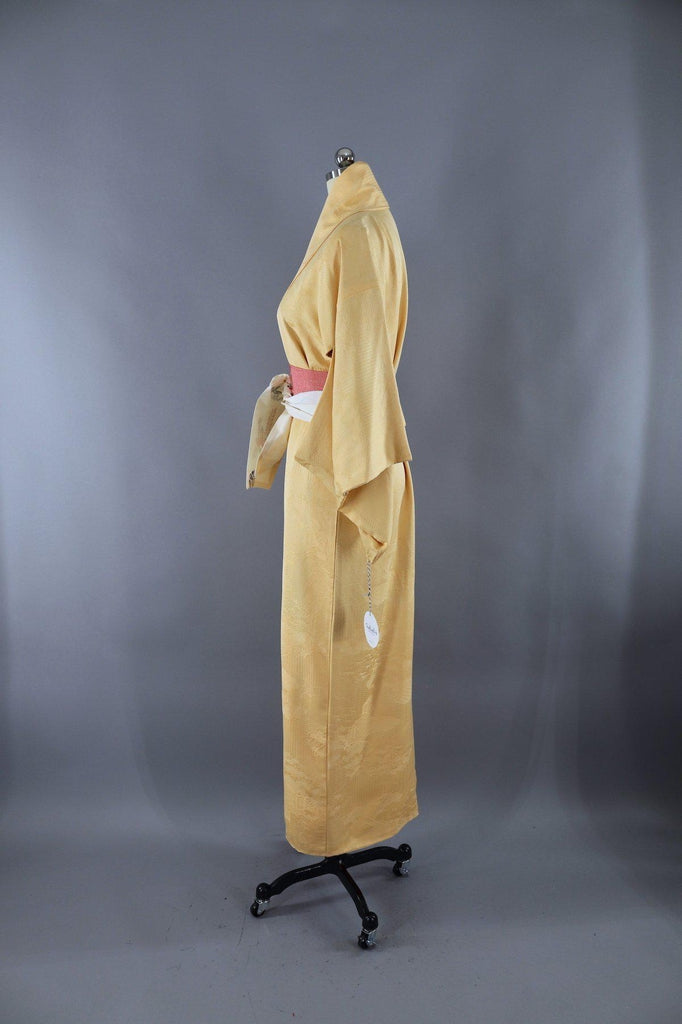 Vintage Silk Kimono Robe / Butter Yellow Clouds – ThisBlueBird