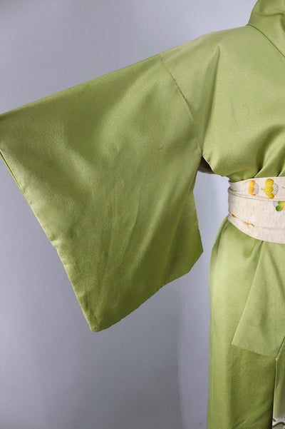 Vintage Silk Kimono Robe / Green Seghaia - ThisBlueBird