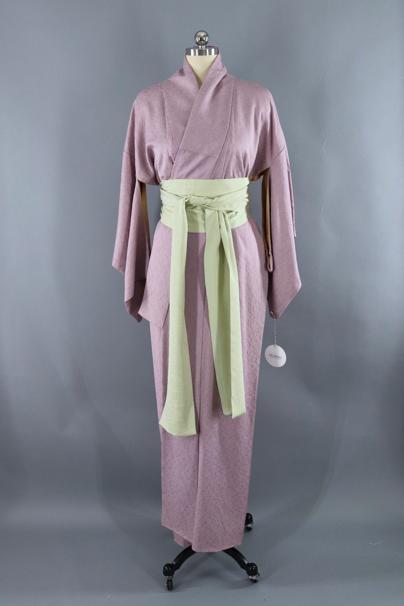 Vintage Silk Kimono Robe / Lavender and Mint-ThisBlueBird - Modern Vintage