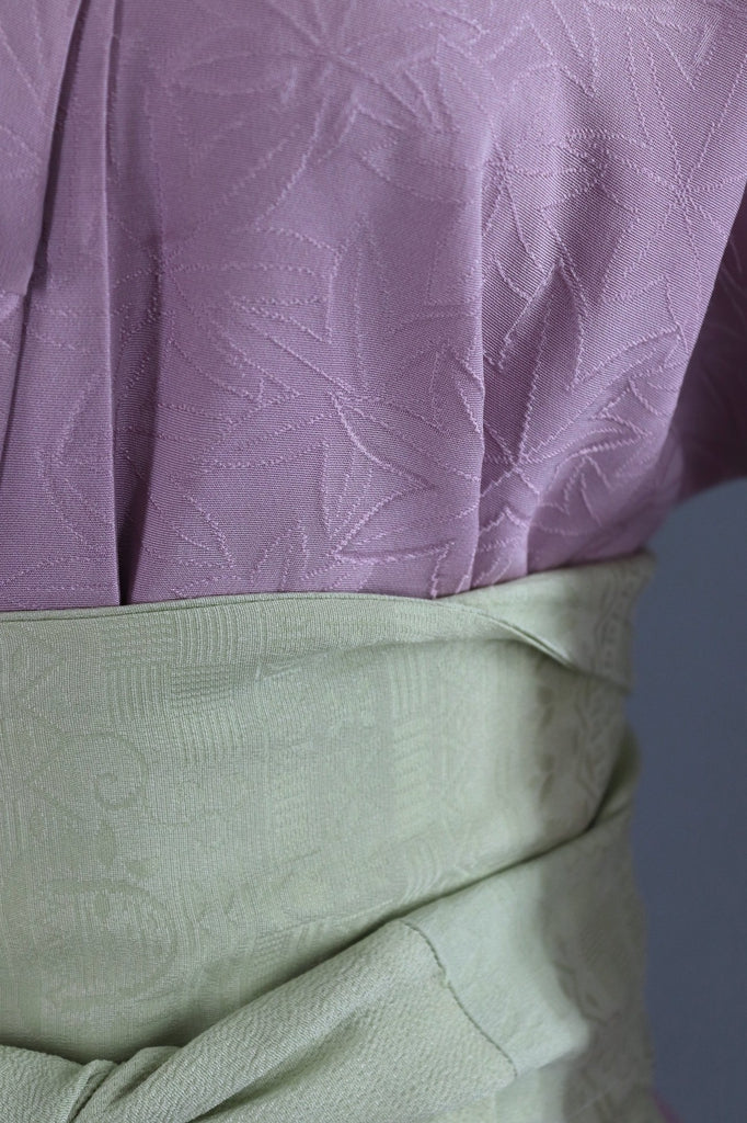 Vintage Silk Kimono Robe / Lavender Maple Leaf-ThisBlueBird - Modern Vintage