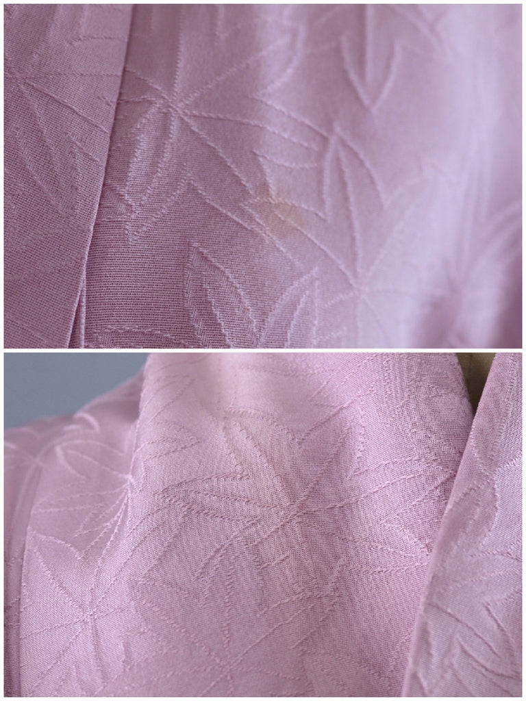 Vintage Silk Kimono Robe / Lavender Maple Leaf-ThisBlueBird - Modern Vintage