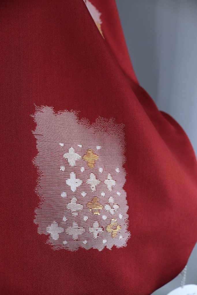 Vintage Silk Kimono Robe / Maroon Red Gold Embroidered-ThisBlueBird - Modern Vintage
