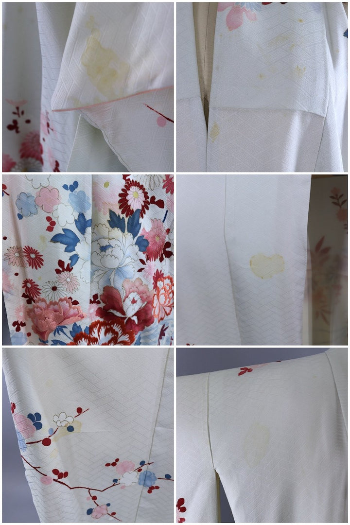 Vintage Silk Kimono Robe / Pale Blue Floral - ThisBlueBird