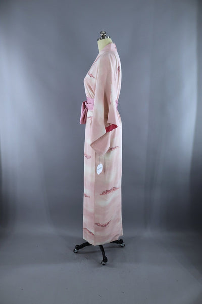 Vintage Silk Kimono Robe / Pink Clouds - ThisBlueBird