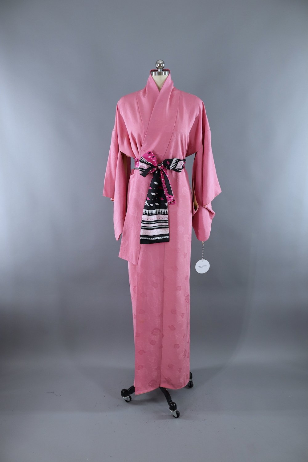 Vintage Silk Kimono Robe / Pink Floral - ThisBlueBird