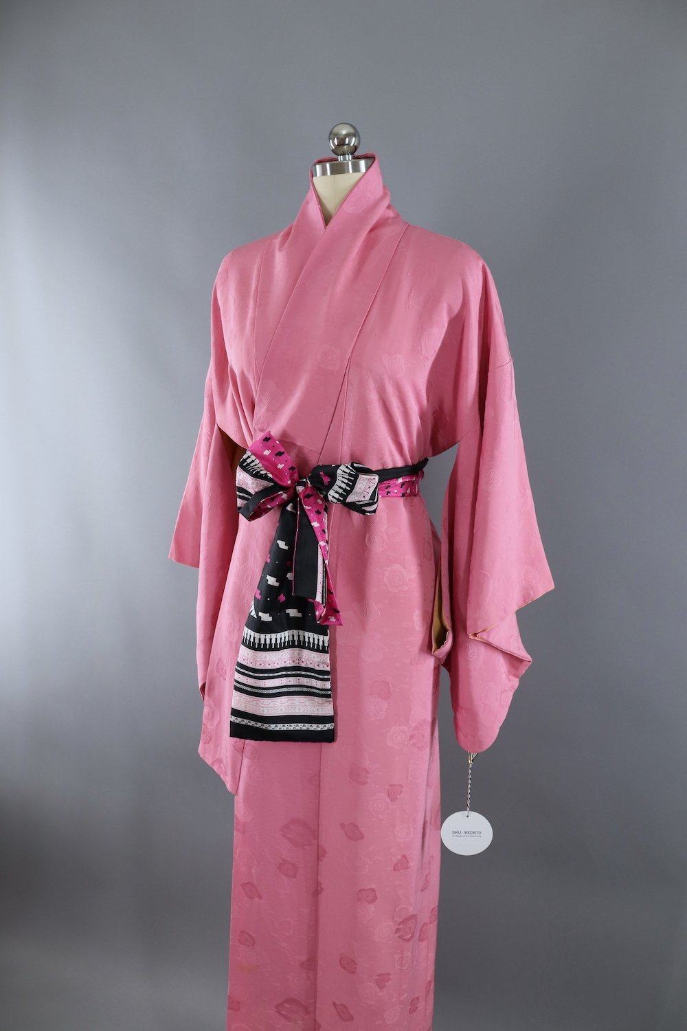 Vintage Silk Kimono Robe / Pink Floral - ThisBlueBird