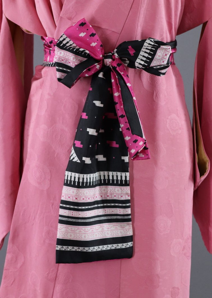Vintage Silk Kimono Robe / Pink Floral - ThisBlueBird