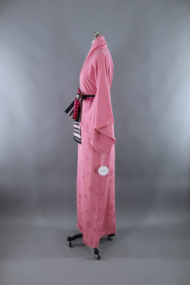 Vintage Silk Kimono Robe / Pink Floral - ThisBlueBird