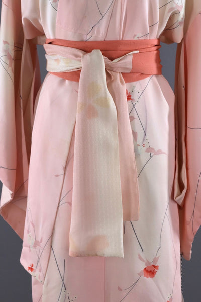 Vintage Silk Kimono Robe / Pink Ombre Floral - ThisBlueBird