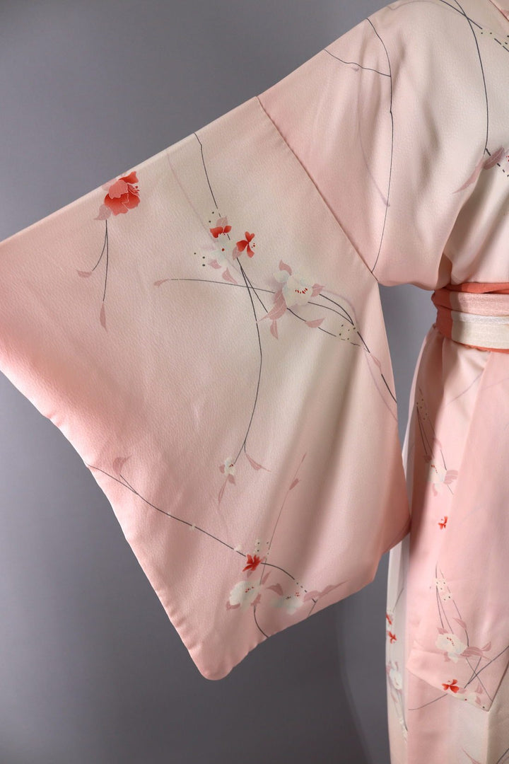Vintage Silk Kimono Robe / Pink Ombre Floral - ThisBlueBird
