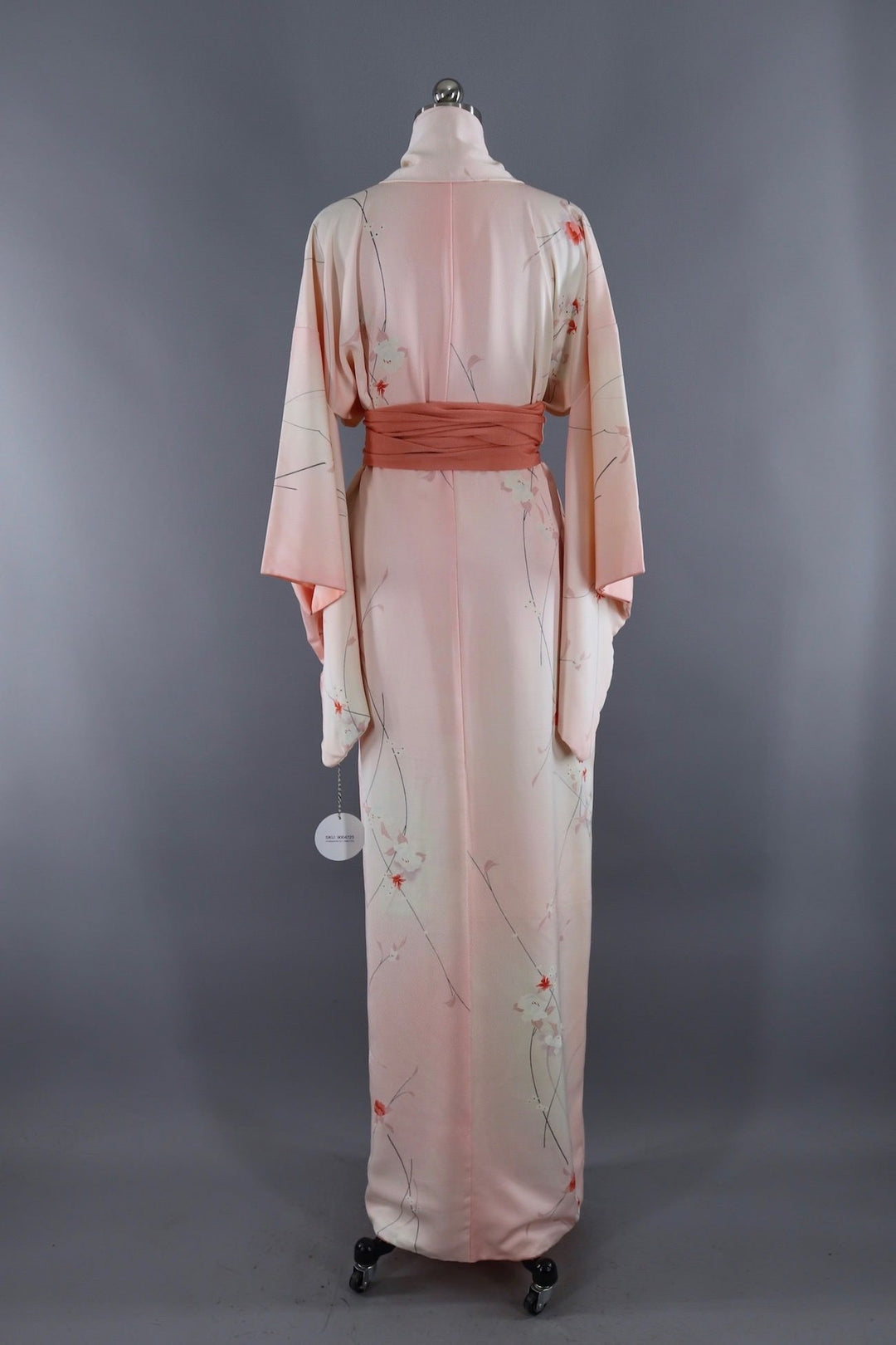 Vintage Silk Kimono Robe / Pink Ombre Floral - ThisBlueBird