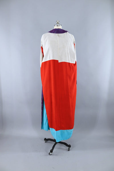 Vintage Silk Kimono Robe / Purple Blue Omeshi - ThisBlueBird