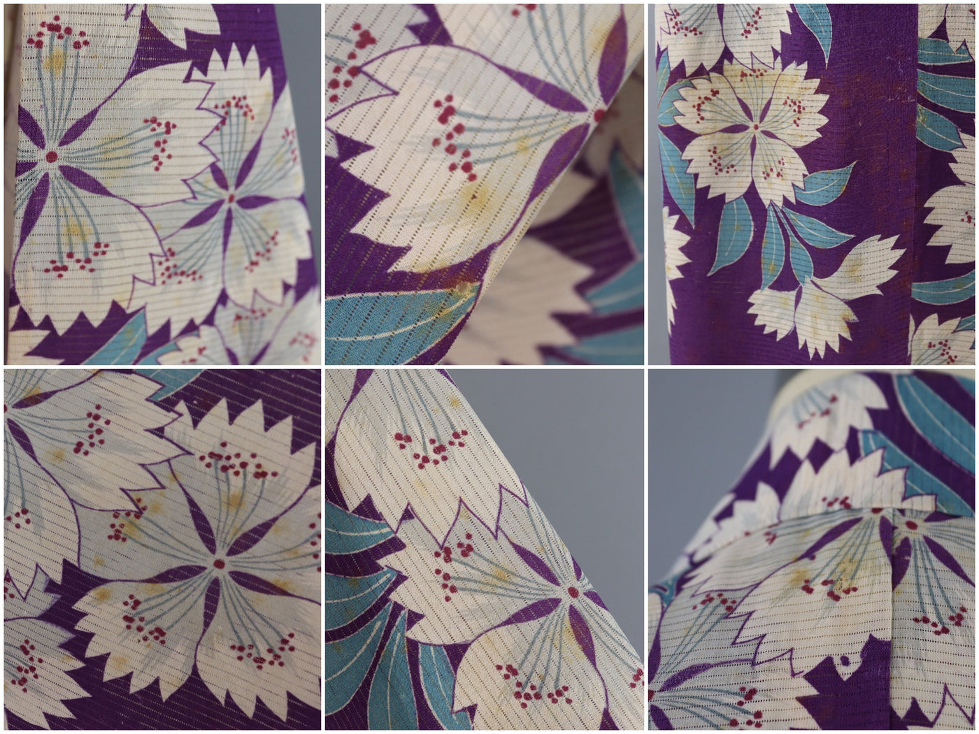 Vintage Silk Kimono Robe - Purple Floral Print - ThisBlueBird