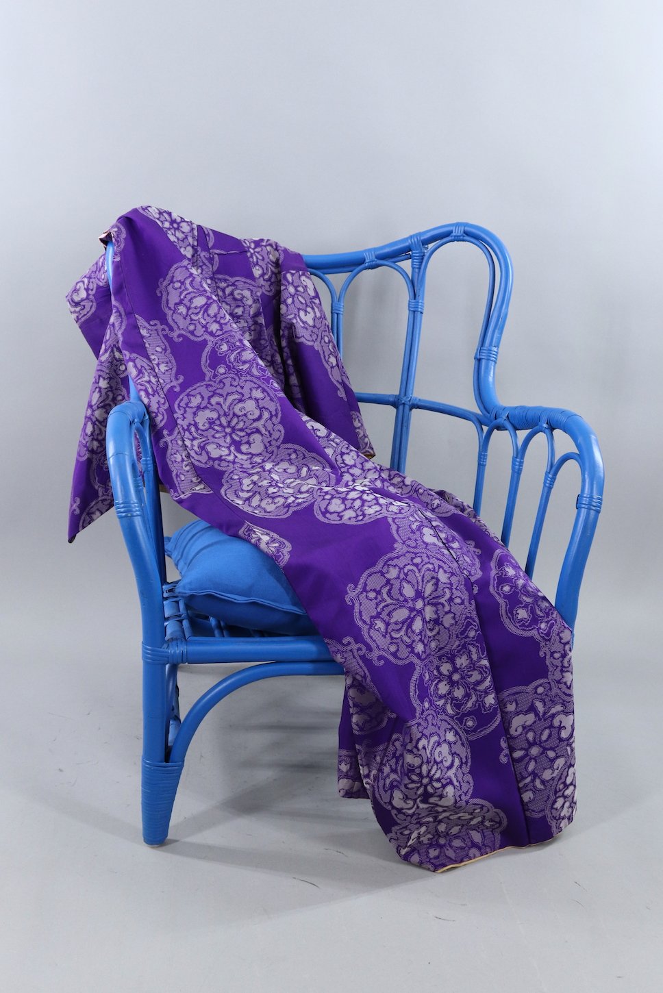 Vintage Silk Kimono Robe / Purple Silver Omeshi - ThisBlueBird