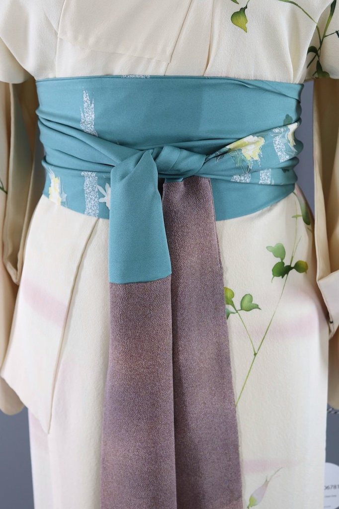 Vintage Silk Rose Print Kimono Robe-ThisBlueBird - Modern Vintage
