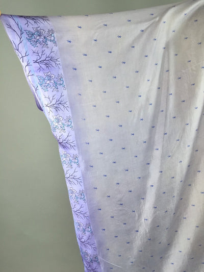 Vintage Silk Sari Kimono Cardigan / Purple Floral Print - ThisBlueBird