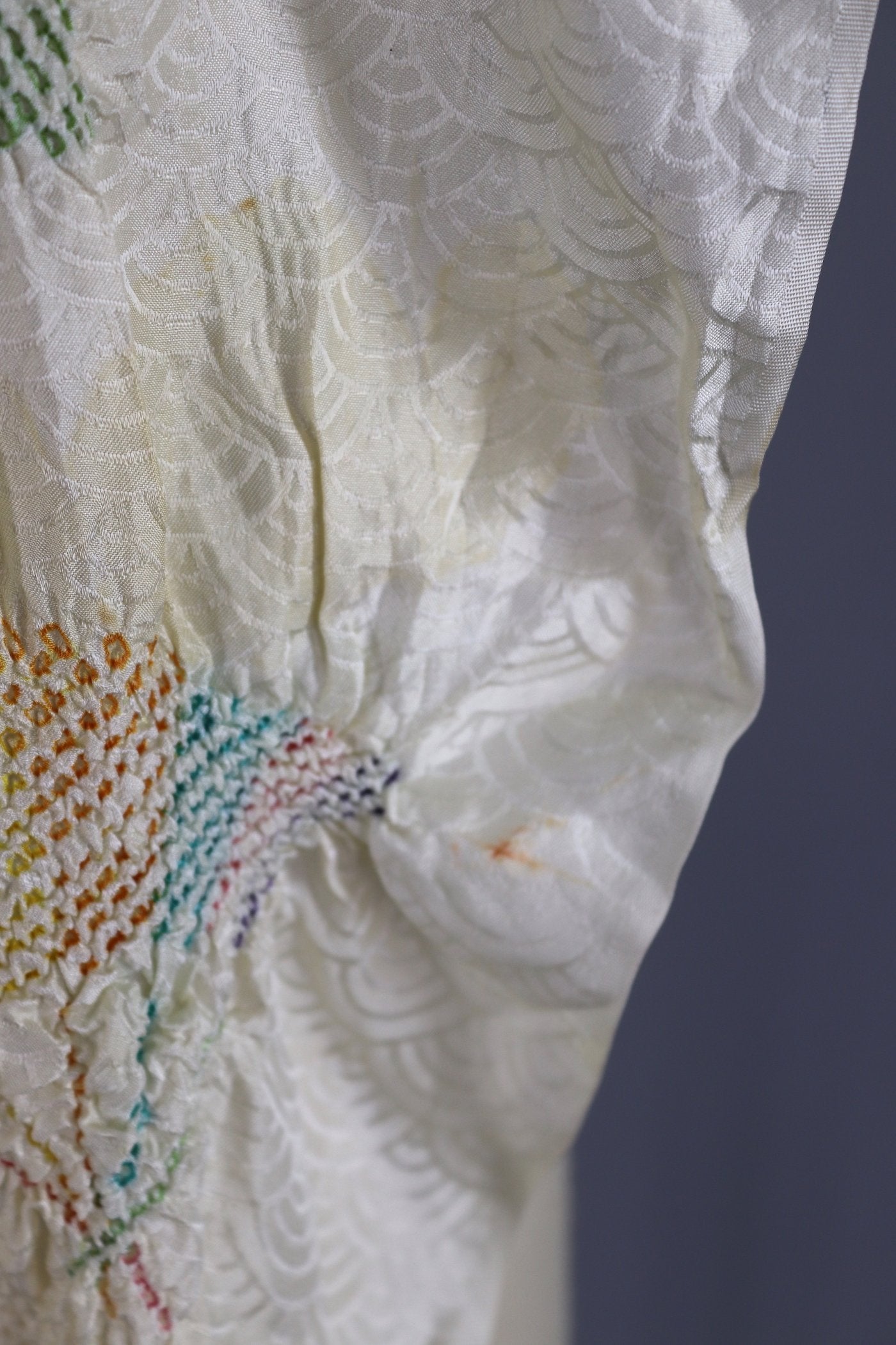 Vintage Silk Scarf / Kimono Obiage / Rainbow Shibori Fans - ThisBlueBird