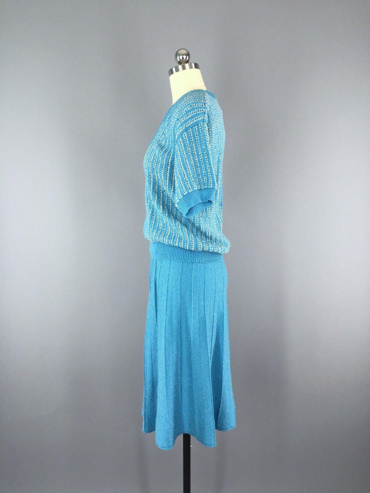 Vintage Skirt and Sweater Set / 1980s Blue Knit – ThisBlueBird