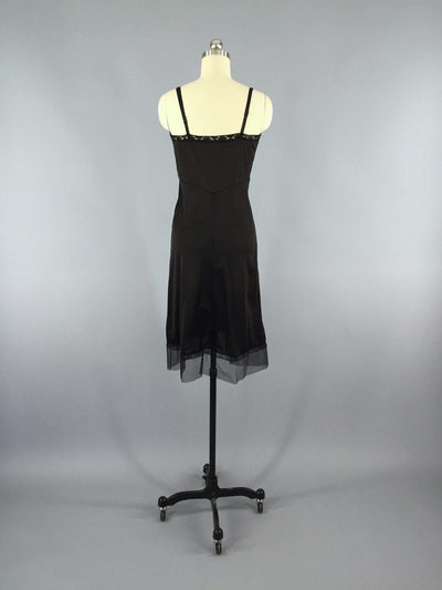 Vintage Slip / 1960s Black Lace Tulle - ThisBlueBird