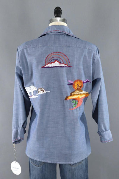 Vintage Southwest Red Rocks Embroidered Shirt-ThisBlueBird - Modern Vintage