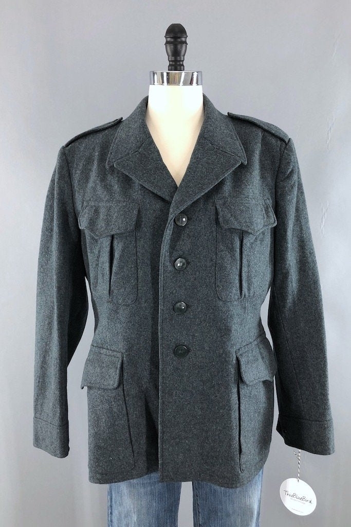 Vintage Swiss Army Wool Military Uniform Jacket-ThisBlueBird - Modern Vintage