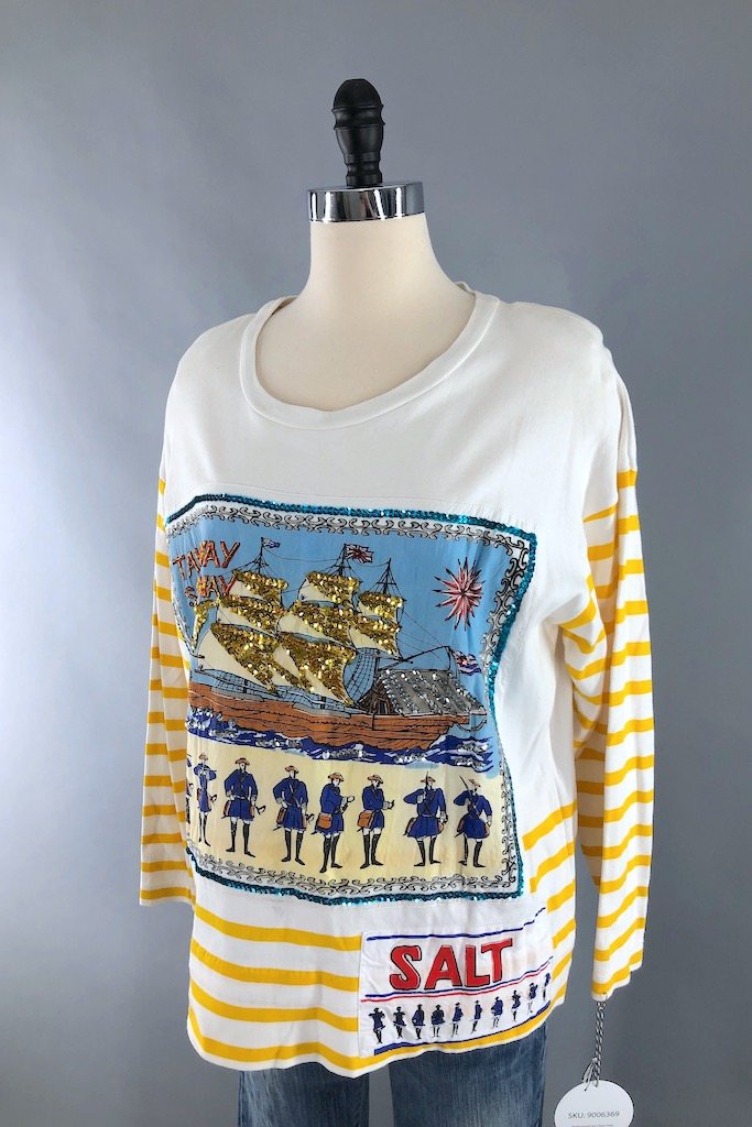 Vintage Take Away Sequined Tall Ship T-Shirt-ThisBlueBird - Modern Vintage