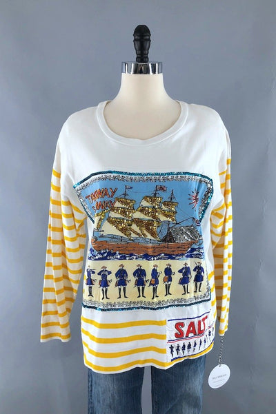 Vintage Take Away Sequined Tall Ship T-Shirt-ThisBlueBird - Modern Vintage