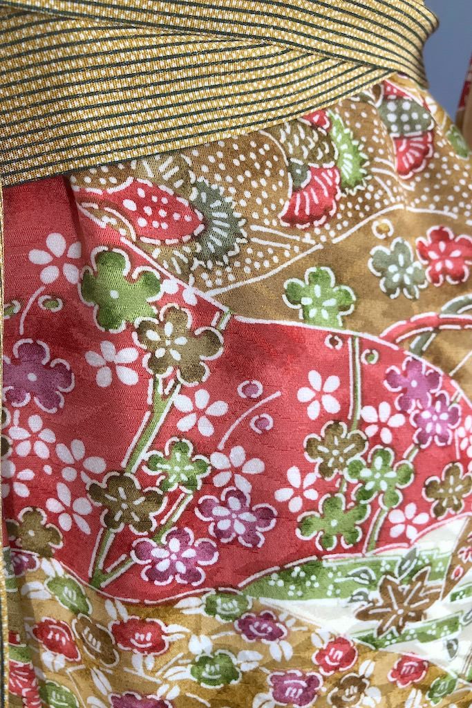 Vintage Tan and Pink Floral Kimono Robe-ThisBlueBird - Modern Vintage