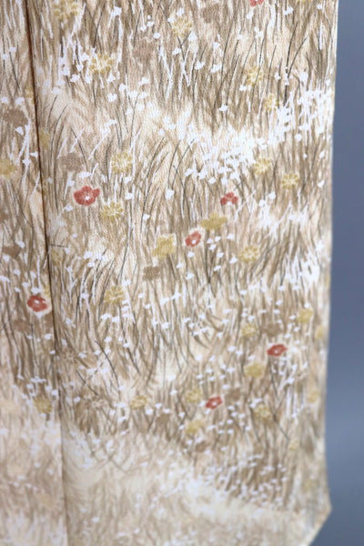 Vintage Tan Floral Silk Kimono Robe-ThisBlueBird - Modern Vintage
