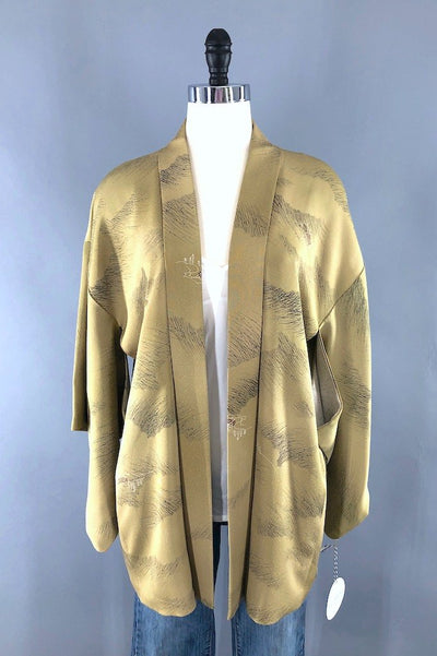 Vintage Tan Silk Kimono Cardigan-ThisBlueBird - Modern Vintage