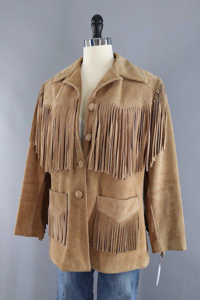 Vintage Tan Suede Fringed Jacket / Trego's Westwear - ThisBlueBird