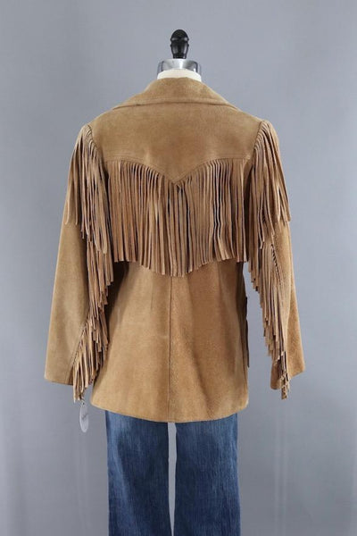 Vintage Tan Suede Fringed Jacket / Trego's Westwear - ThisBlueBird