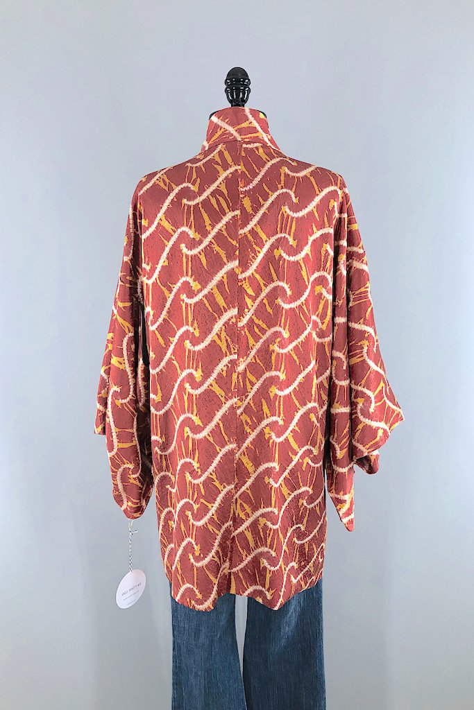 Vintage Terra Cotta Silk Kimono Jacket-ThisBlueBird - Modern Vintage