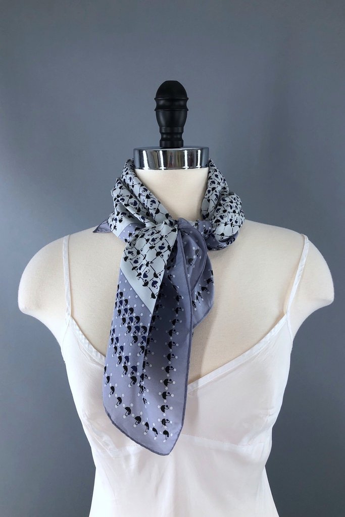 Vintage Totes Rain Scarf with Umbrellas Novelty Print-ThisBlueBird - Modern Vintage
