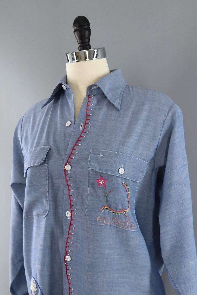 Vintage Travel Embroidered Shirt-ThisBlueBird - Modern Vintage