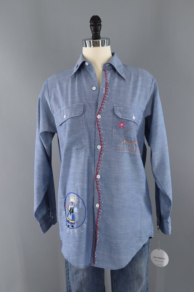 Vintage Travel Embroidered Shirt-ThisBlueBird - Modern Vintage