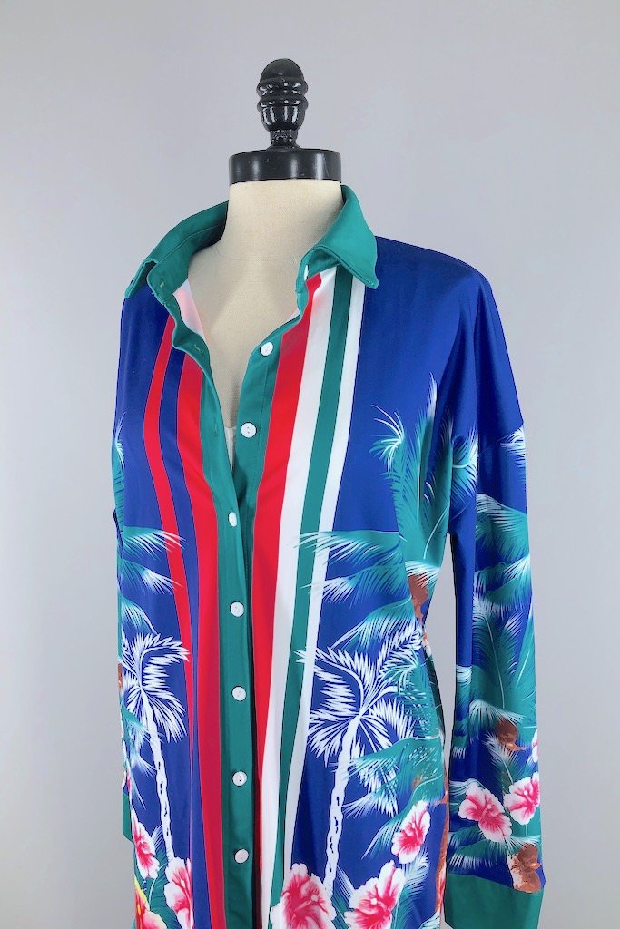 Vintage Tropical Parrot Print Shirt-ThisBlueBird - Modern Vintage