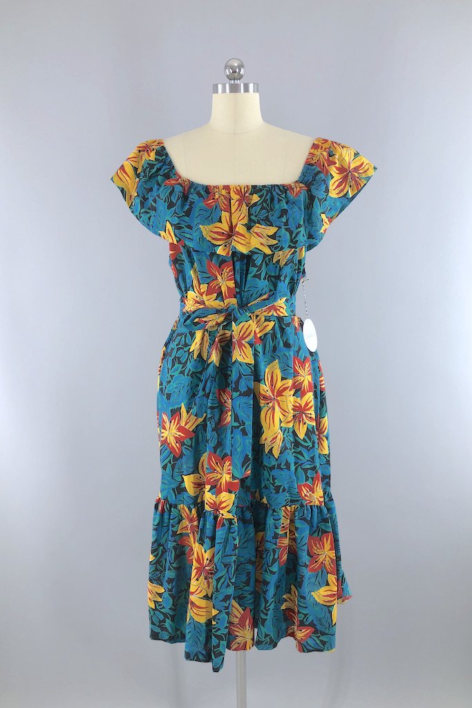 Vintage Turquoise Lily Dress-ThisBlueBird - Modern Vintage