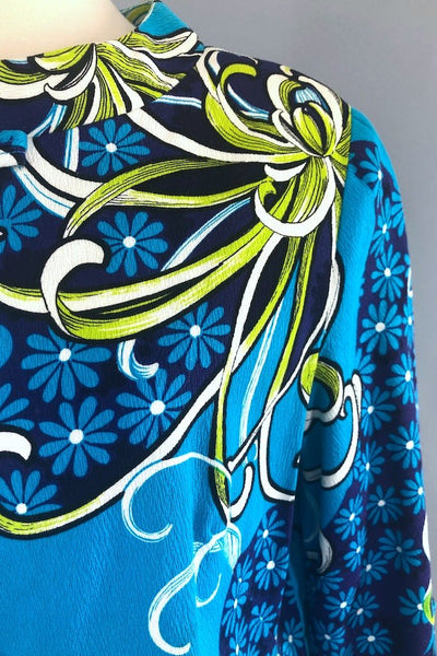Vintage Turquoise Mod Floral Print Tunic-ThisBlueBird - Modern Vintage