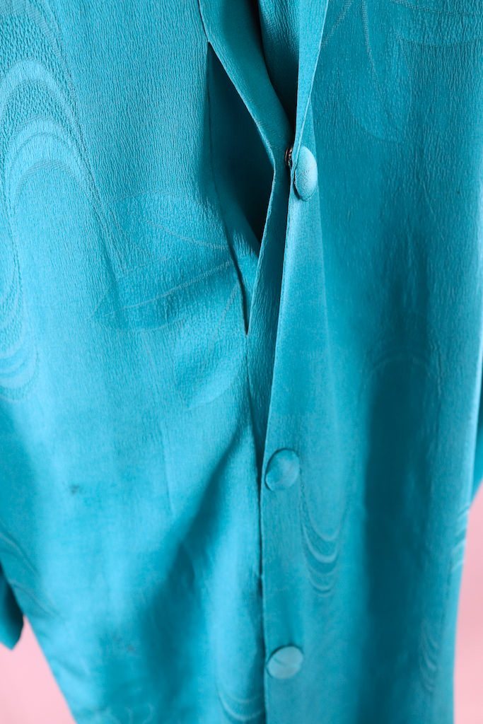 Vintage Turquoise Silk Kimono Jacket-ThisBlueBird - Modern Vintage