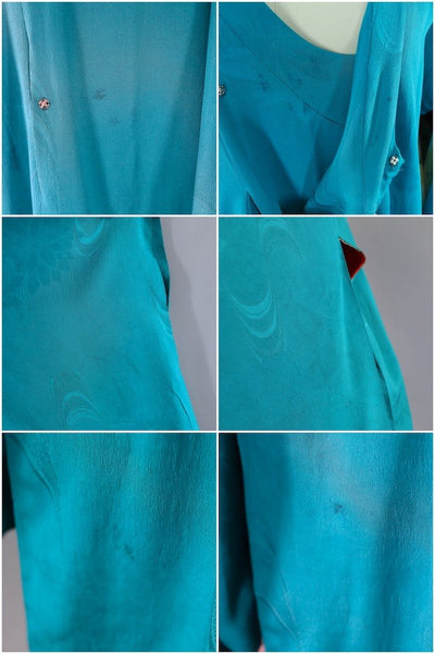 Vintage Turquoise Silk Kimono Jacket-ThisBlueBird - Modern Vintage