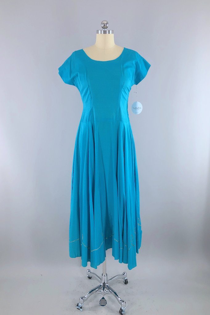 Vintage Turquoise Stars Dress-ThisBlueBird - Modern Vintage