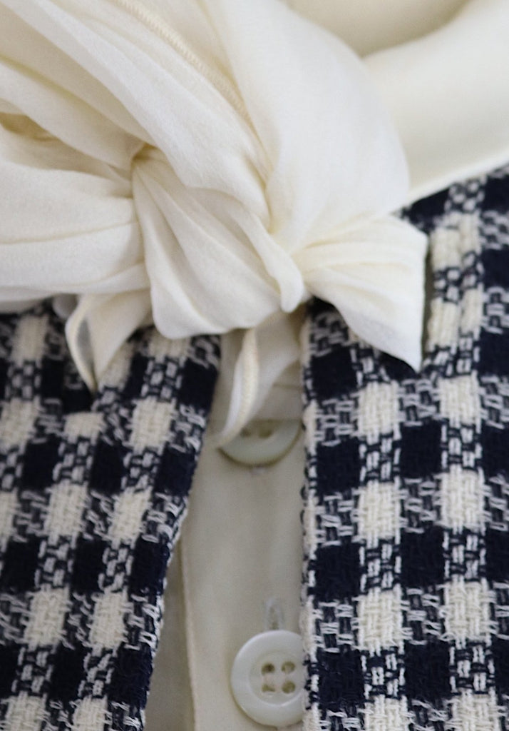 Vintage Valentino Miss V Suit / Gingham Wool with Silk Blouse &amp; Scarf - ThisBlueBird